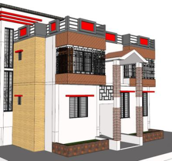 农村自建房su模型下载_sketchup草图大师SKP模型