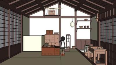 住吉的长屋su模型下载_sketchup草图大师SKP模型