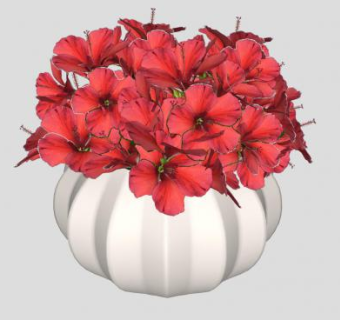 木槿花盆SU模型下载_sketchup草图大师SKP模型