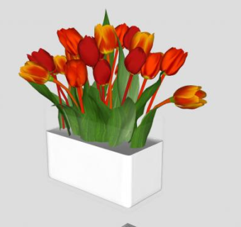 郁金香花束花盆SU模型下载_sketchup草图大师SKP模型