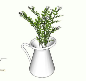单耳花瓶观赏花卉SU模型下载_sketchup草图大师SKP模型