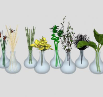 插花花瓶摆件sketchup模型下载_sketchup草图大师SKP模型
