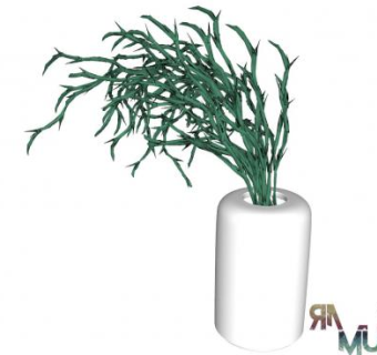 陶瓷花瓶观叶植物SU模型下载_sketchup草图大师SKP模型