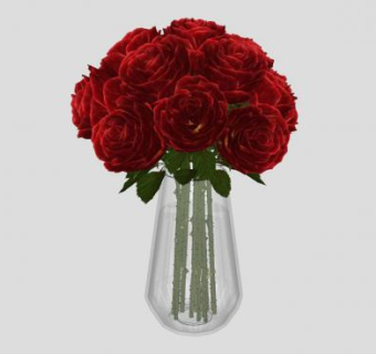 水晶花瓶玫瑰花束SU模型下载_sketchup草图大师SKP模型