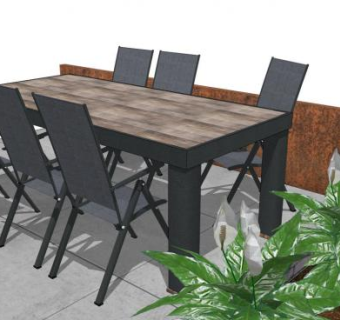 露天桌椅su模型下载_sketchup草图大师SKP模型