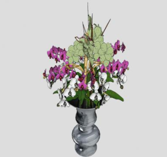 欧式花瓶蝴蝶兰SU模型下载_sketchup草图大师SKP模型