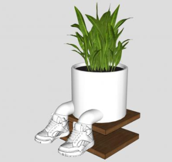 现代创意盆栽摆件SU模型下载_sketchup草图大师SKP模型