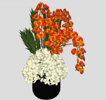 黑色花瓶观赏花卉SU模型下载_sketchup草图大师SKP模型