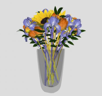 观赏花种花束花瓶SU模型下载_sketchup草图大师SKP模型