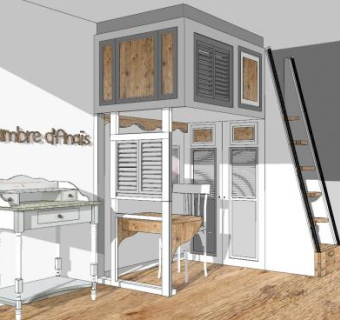 简欧风现代儿童房SU模型下载_sketchup草图大师SKP模型