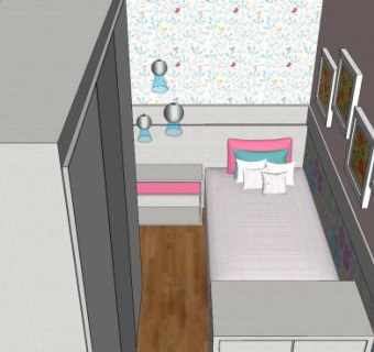 现代小型儿童卧室SU模型下载_sketchup草图大师SKP模型