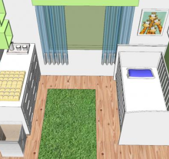 现代小清新儿童房SU模型下载_sketchup草图大师SKP模型