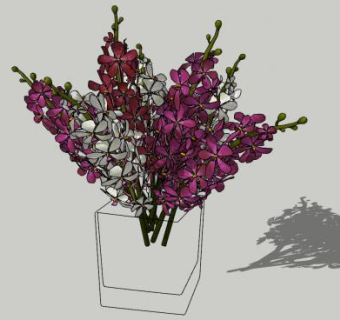 飞燕草花瓶SU模型下载_sketchup草图大师SKP模型