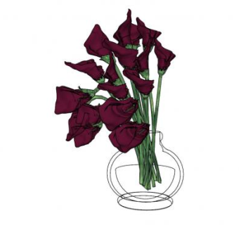 红马蹄莲花瓶SU模型下载_sketchup草图大师SKP模型