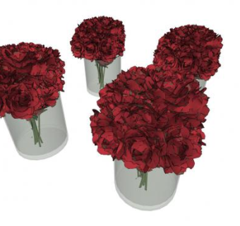 红玫瑰花束花瓶sketchup模型下载_sketchup草图大师SKP模型