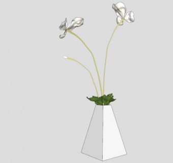 观赏花卉花瓶SU模型下载_sketchup草图大师SKP模型