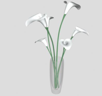 白色马蹄莲花瓶SU模型下载_sketchup草图大师SKP模型