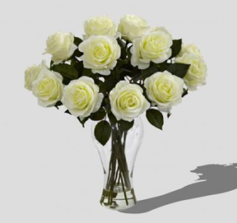白玫瑰花束花瓶SU模型下载_sketchup草图大师SKP模型