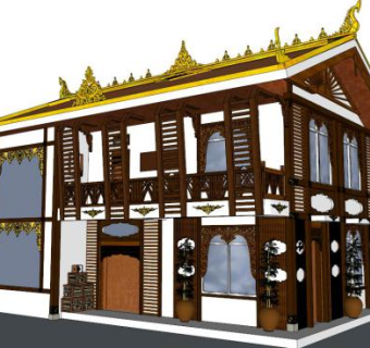 藏式建筑su模型下载_sketchup草图大师SKP模型