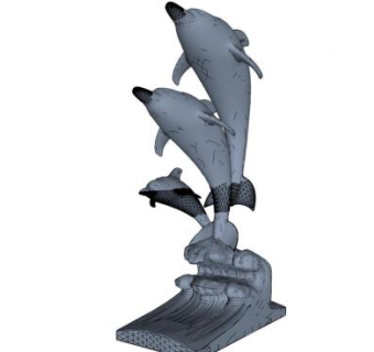 海豚雕塑su模型下载_sketchup草图大师SKP模型