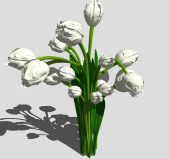 白花花束花瓶SU模型下载_sketchup草图大师SKP模型