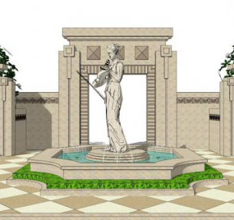 欧式雕塑小品su模型下载_sketchup草图大师SKP模型