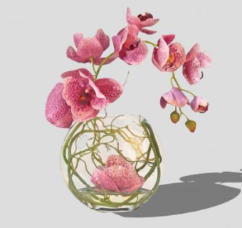 粉色蝴蝶兰花瓶SU模型下载_sketchup草图大师SKP模型