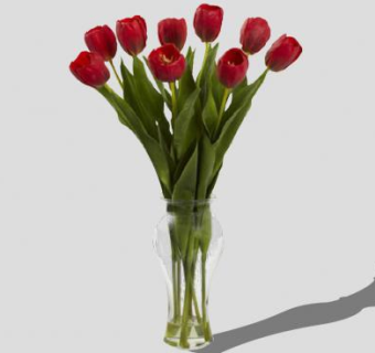 红色郁金香花瓶SU模型下载_sketchup草图大师SKP模型