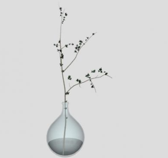 花艺树枝花瓶装饰SU模型下载_sketchup草图大师SKP模型