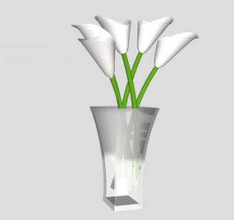 玻璃花瓶马蹄莲SU模型下载_sketchup草图大师SKP模型