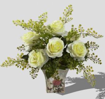 白玫瑰花盆植物SU模型下载_sketchup草图大师SKP模型