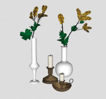 装饰品和蜡烛SU模型下载_sketchup草图大师SKP模型