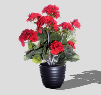 红色天竺葵花瓶SU模型下载_sketchup草图大师SKP模型