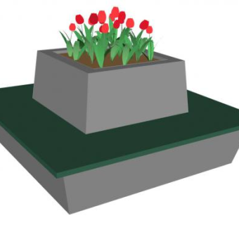 广场长椅花箱装饰SU模型下载_sketchup草图大师SKP模型