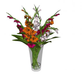 玻璃花瓶观赏花束SU模型下载_sketchup草图大师SKP模型