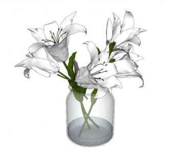 白百合花束花瓶SU模型下载_sketchup草图大师SKP模型