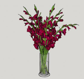 花束花瓶客厅摆件SU模型下载_sketchup草图大师SKP模型