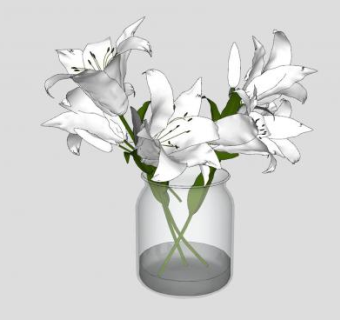 白百合花瓶SU模型下载_sketchup草图大师SKP模型
