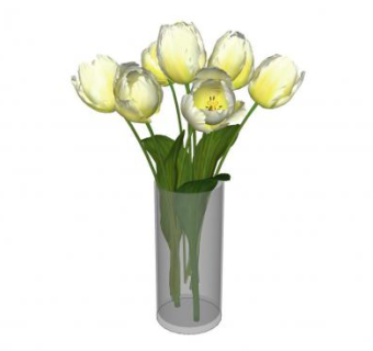 白色郁金香玻璃花瓶SU模型下载_sketchup草图大师SKP模型