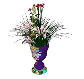 现代花瓶鲜花摆件sketchup模型下载_sketchup草图大师SKP模型