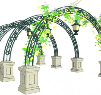 铁艺拱形花架su模型下载_sketchup草图大师SKP模型