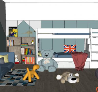 北欧家装儿童房SU模型下载_sketchup草图大师SKP模型