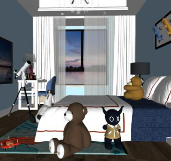 现代儿童房间sketchup模型下载_sketchup草图大师SKP模型