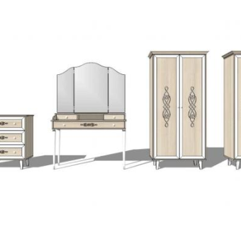 欧式梳妆台衣柜su模型下载_sketchup草图大师SKP模型
