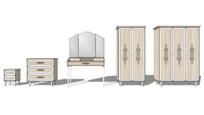欧式梳妆台衣柜su模型下载_sketchup草图大师SKP模型