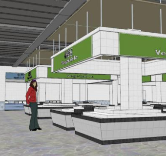 农贸市场su模型下载_sketchup草图大师SKP模型