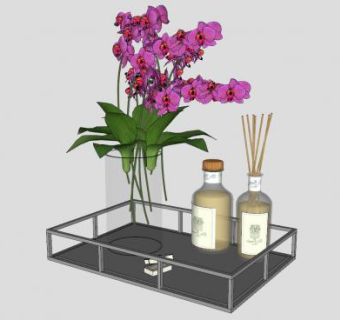 浴室香水蝴蝶兰花瓶小件SU模型下载_sketchup草图大师SKP模型