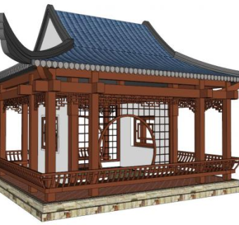 美人靠su模型下载_sketchup草图大师SKP模型