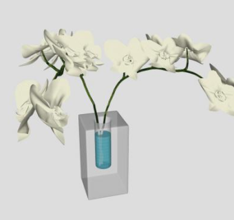 加厚花瓶蝴蝶兰摆件SU模型下载_sketchup草图大师SKP模型