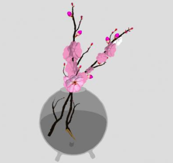 梅花树枝花瓶装饰SU模型下载_sketchup草图大师SKP模型